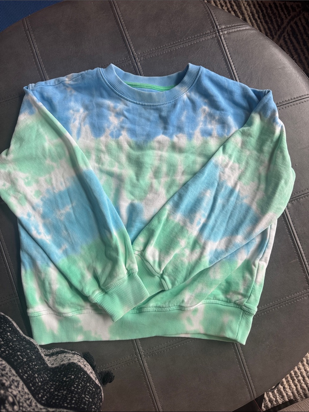 Boden Kids Unisex Tie-Dye Crewneck Sweater in Blue and Green